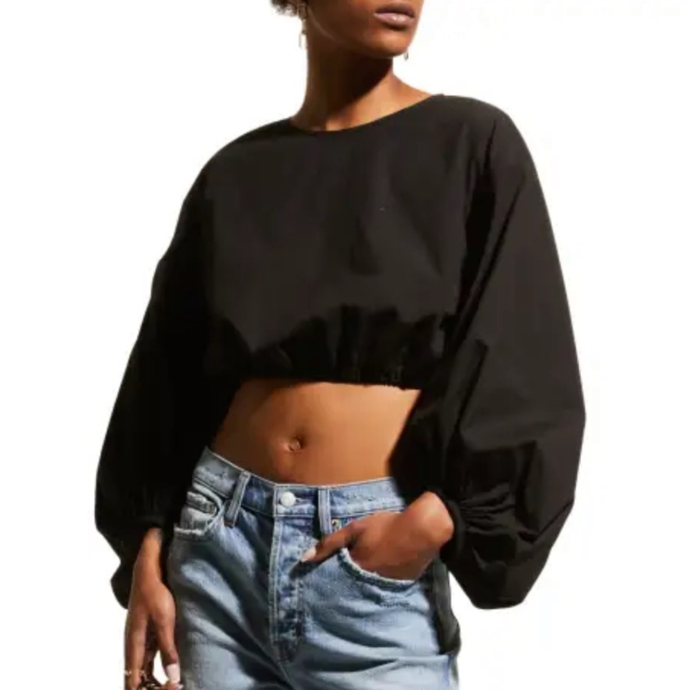 Pistola Black Ballon Sleeve Draw Waist Top! Never Worn!
